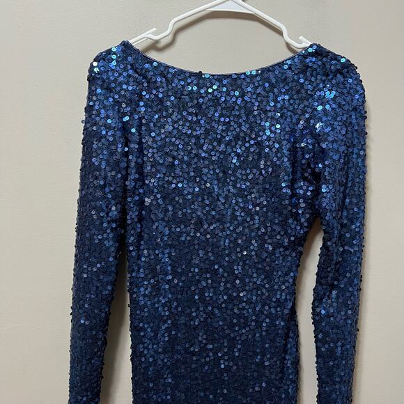 Dress The Population Blue Sequin Bodycon Dress‎ Medium Party Vegas Sexy - Picture 3 of 5